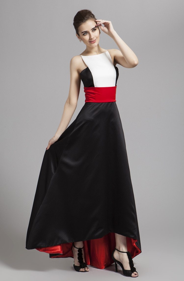 Runway Designer Dresses  Spaghetti Stripes Patchwork Color Block Hi-Low Party Prom Long Dresses Mssaz Desses