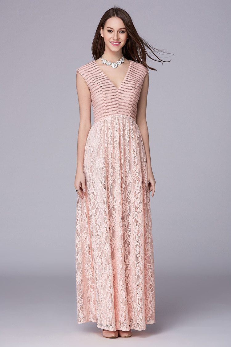 Lace Patchwork Elegant Party Prom Floor Length Runway Dresses Mssaz Desses