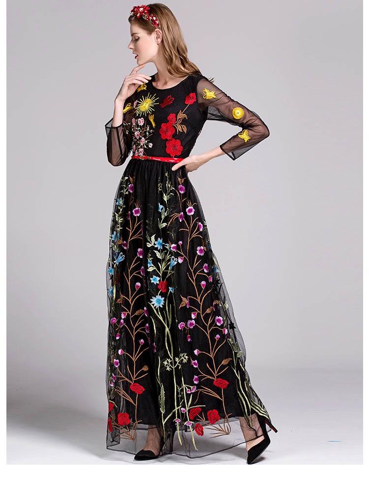 Embroidery Layered Floral Maxi Dresses Mssaz Desses