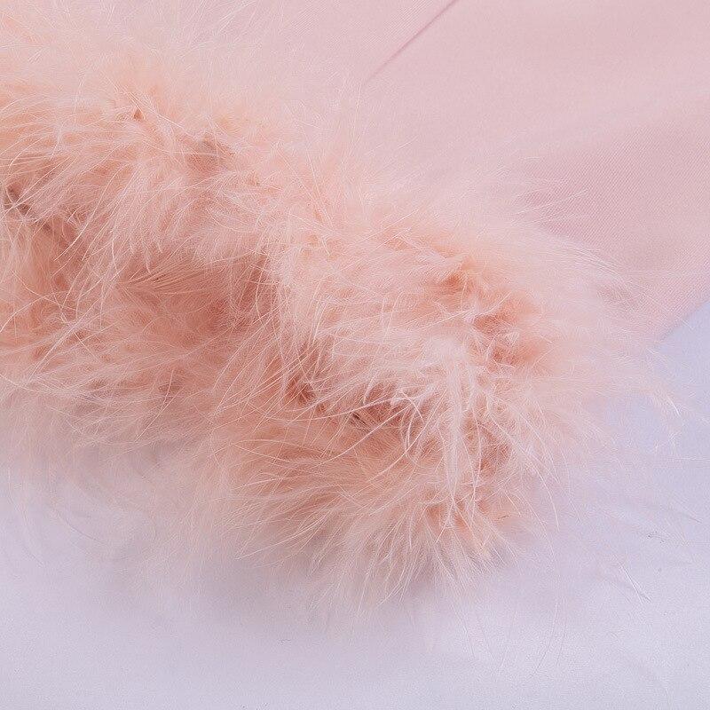 Clubwear Pink Fuzzy Feathers Strap Mini Dresses Mssaz Desses