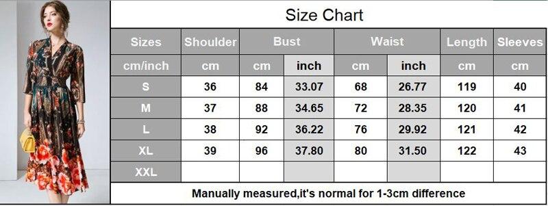 V Neck 3/4 Sleeves Printed Elastic Waist Elegant  Dresses Mssaz Desses