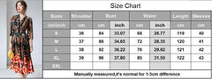 V Neck 3/4 Sleeves Printed Elastic Waist Elegant  Dresses Mssaz Desses
