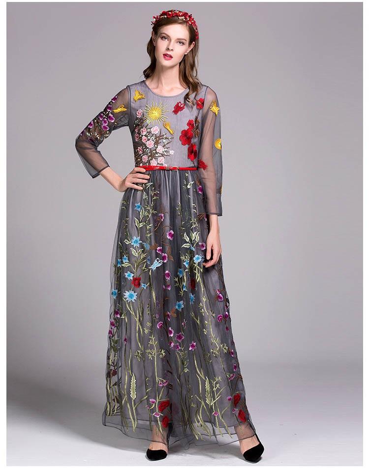 Embroidery Layered Floral Maxi Dresses Mssaz Desses