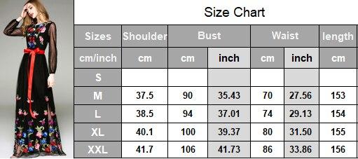 Long Lantern Sleeves Floral Embroidery Sash Belt Elegant Maxi Dress Mssaz Desses