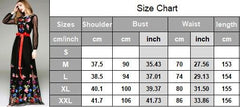 Long Lantern Sleeves Floral Embroidery Sash Belt Elegant Maxi Dress Mssaz Desses