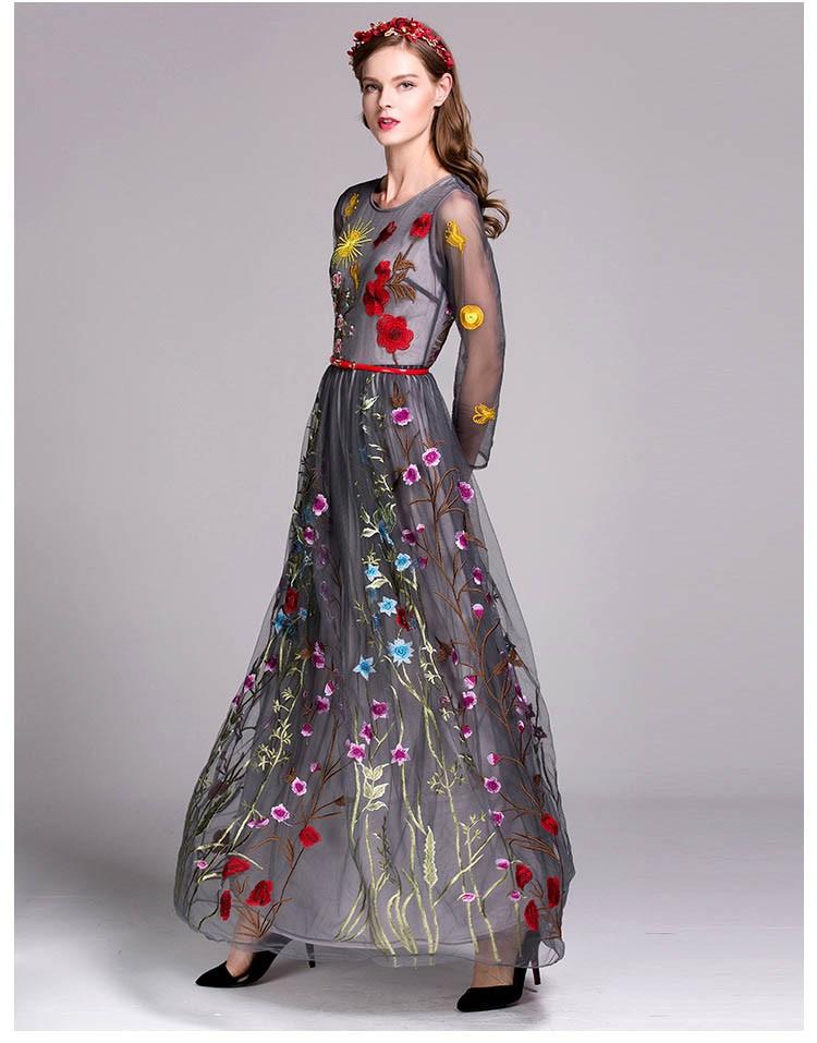 Embroidery Layered Floral Maxi Dresses Mssaz Desses