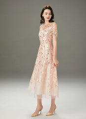 Embroidery Beaded Layered Mid Calf Dresses Mssaz Desses