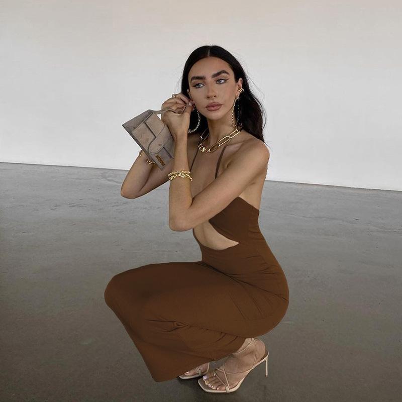 Hollow Out Halter Backless Bodycon Dress Mssaz Desses