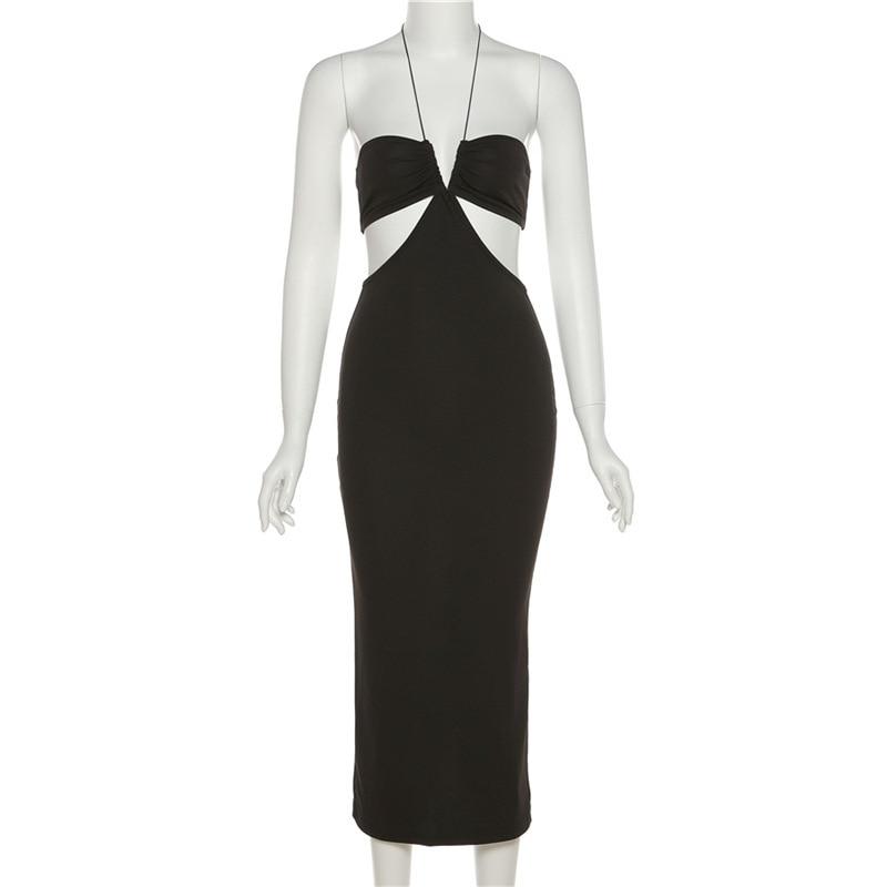 Cut Out Halter Backless Maxi Dresses Mssaz Desses