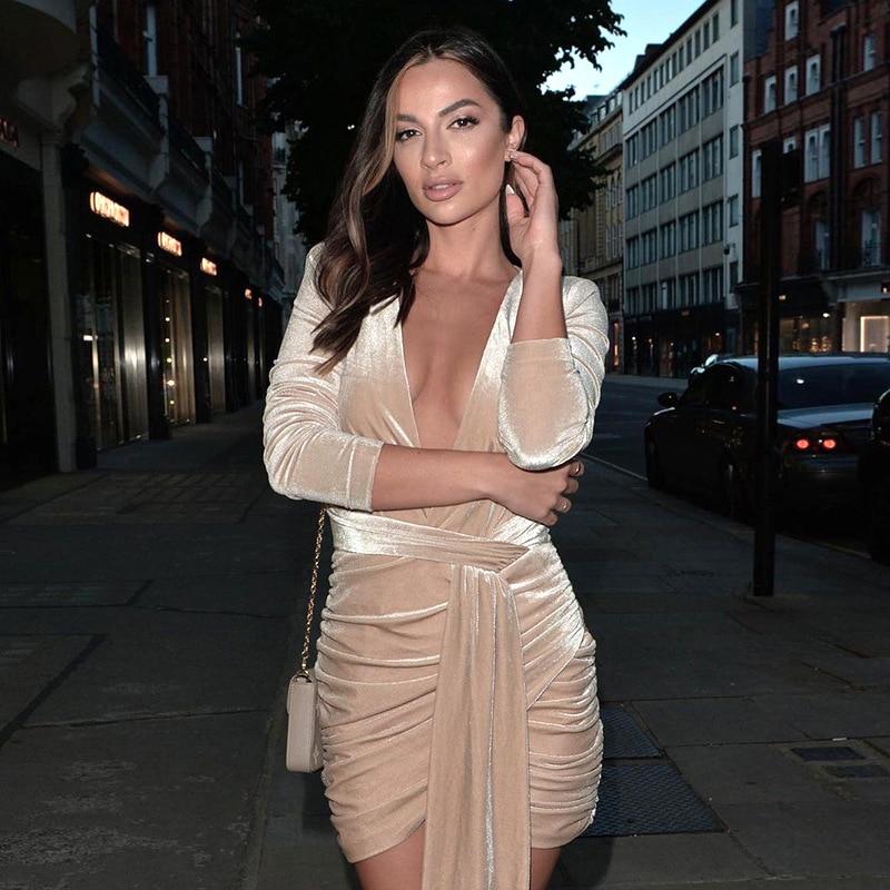 Velvet  Long Sleeve Dresses Mssaz Desses