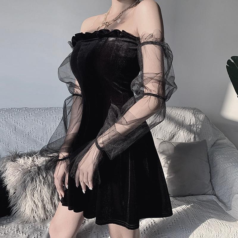Off Shoulder Lantern Sleeve Mini Dress Mssaz Desses