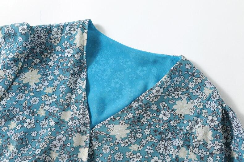 V Neck Short Sleeves Printed Buttons Lace Up Dress Mssaz Desses
