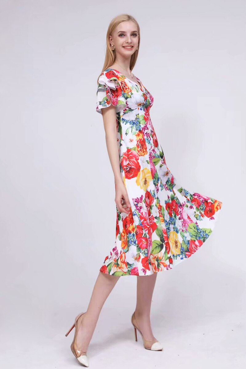 Floral Printed High Street Casual Dresses Mssaz Desses