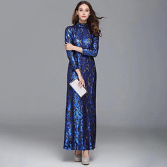 Long Sleeves Sequined Elegant Party Prom Maxi Gown Mssaz Desses