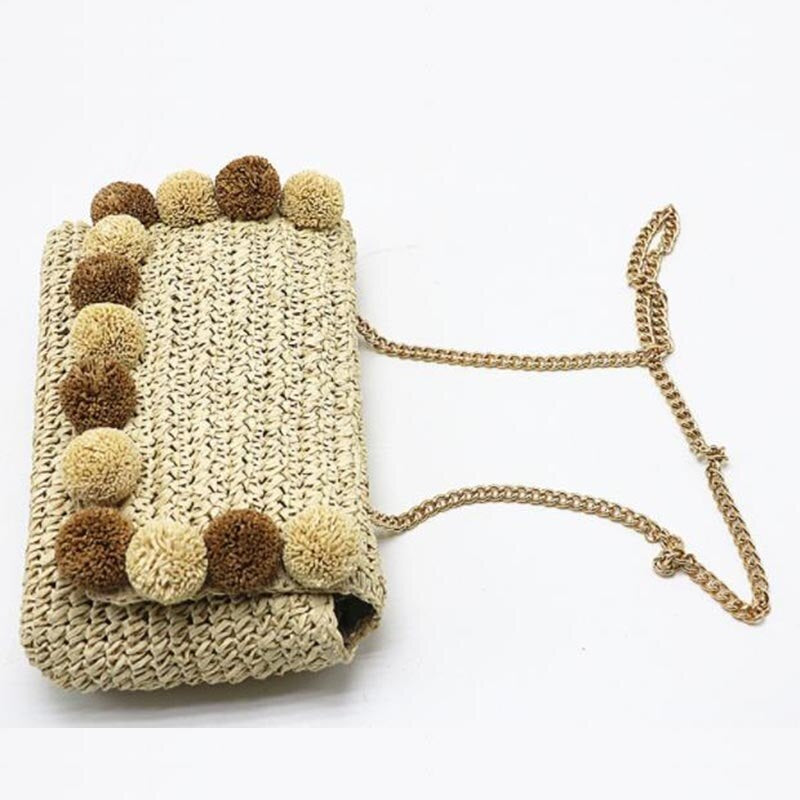 Hair Ball Decoration Straw Beach Bag for Women Mssza