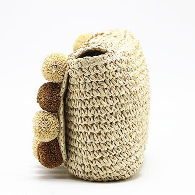 Hair Ball Decoration Straw Beach Bag for Women Mssza