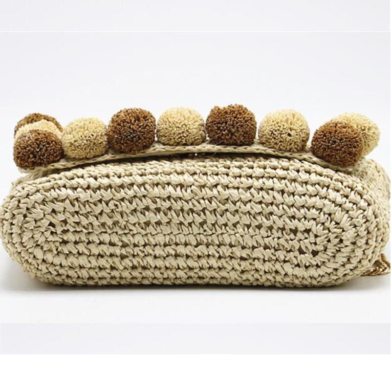 Hair Ball Decoration Straw Beach Bag for Women Mssza