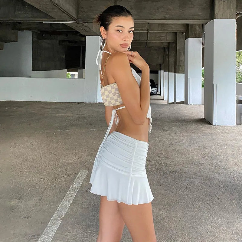 Halter Backless Sleeveless Camisole Lacing Cropped Streetwear Tops Mssza