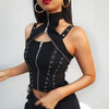 Halter Gothic Corset Vest High Waist Bandage Hollow Out Crop Top Mssza