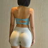 Halterneck Sports Bra with Detachable Chest Pad Cross Beautiful Back Yoga Underwear Tight Fitness Top Mssza