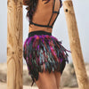 Harajuku Style Fluffy Feather Burning Rave Elastic Waist Skirts Mssza