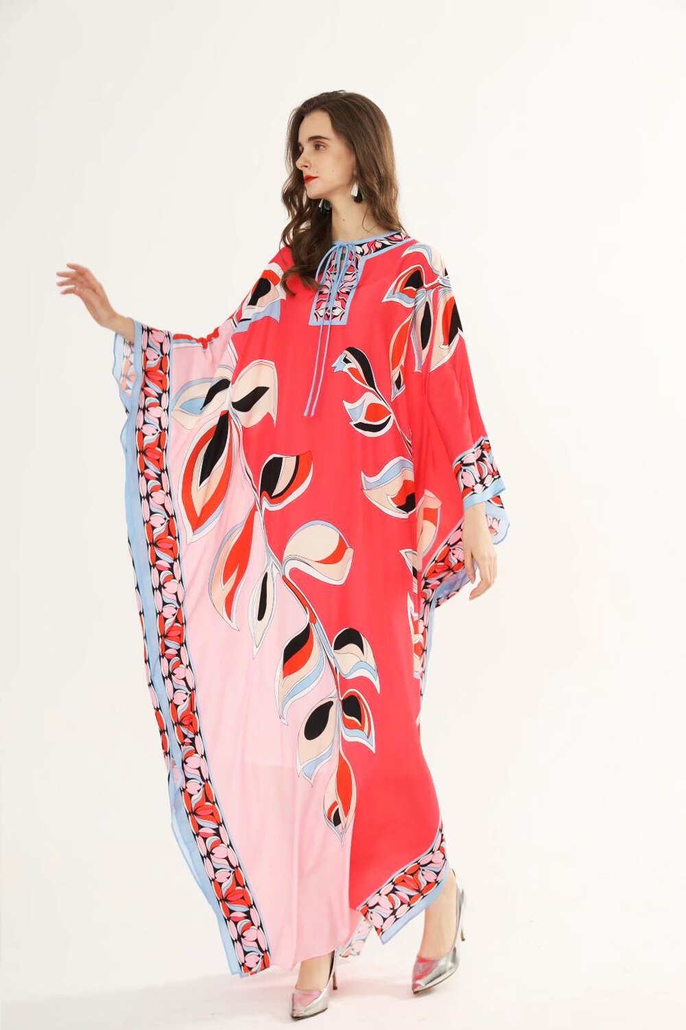 Floral Printed Loose Design Elegant Maxi Dresses Mssaz Desses