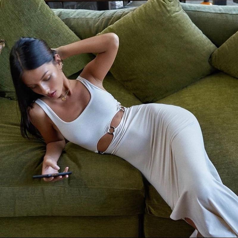 Hollow Sleeveless Maxi Dress Mssaz Desses