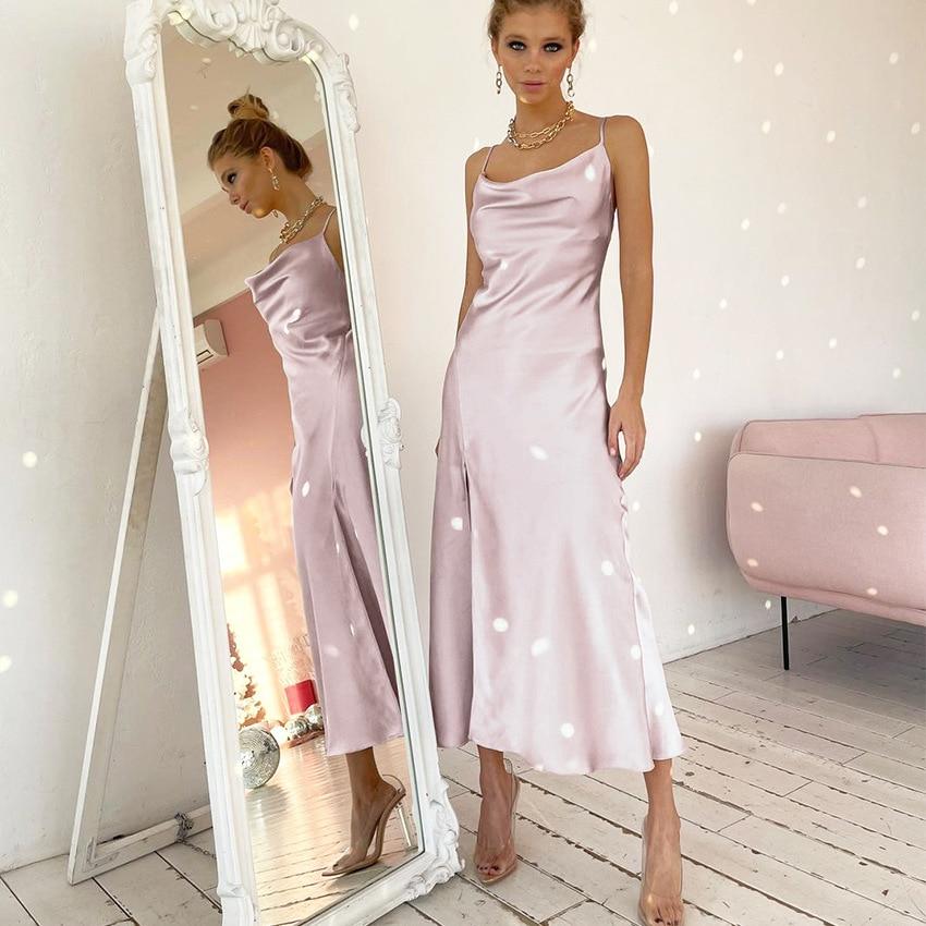 Satin  Midi Length Party Club Dress Mssaz Desses