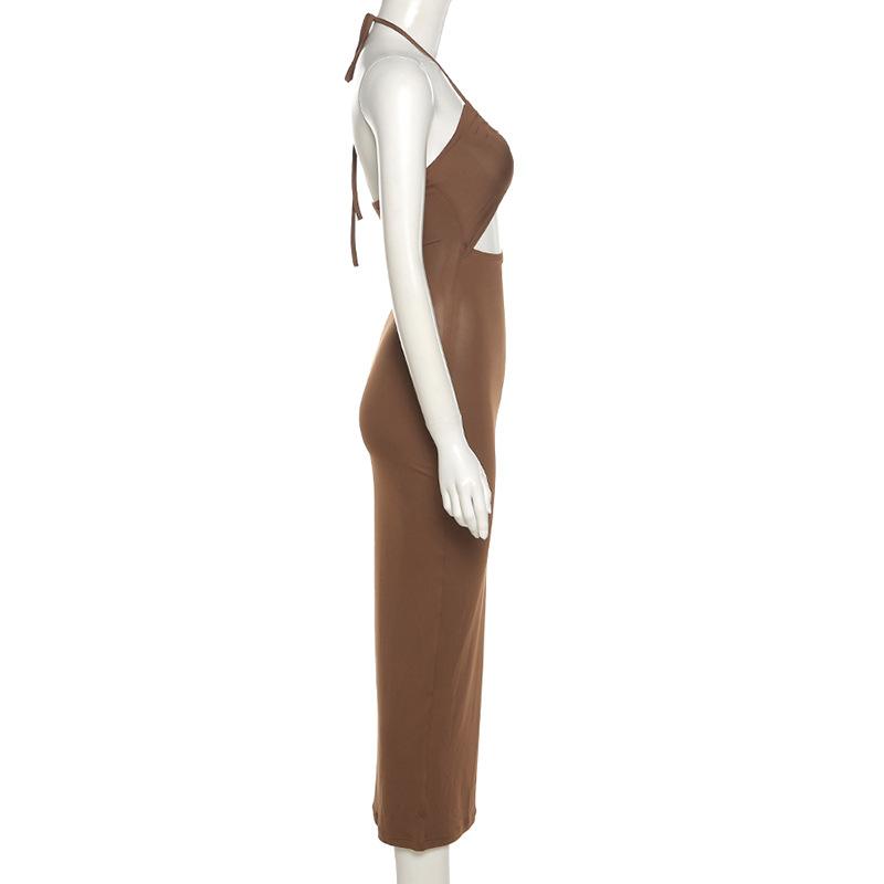 Hollow Out Halter Backless Bodycon Dress Mssaz Desses