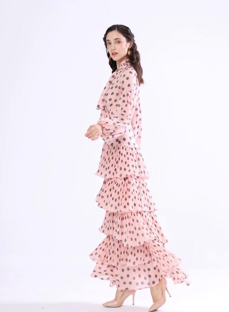 Long Sleeves Floral Printed Ruffles Elegant Casual Maxi Dress Mssaz Desses