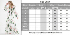 Long Sleeves Floral Printed Lace Up Elegant Maxi Design Casual Dress Mssaz Desses