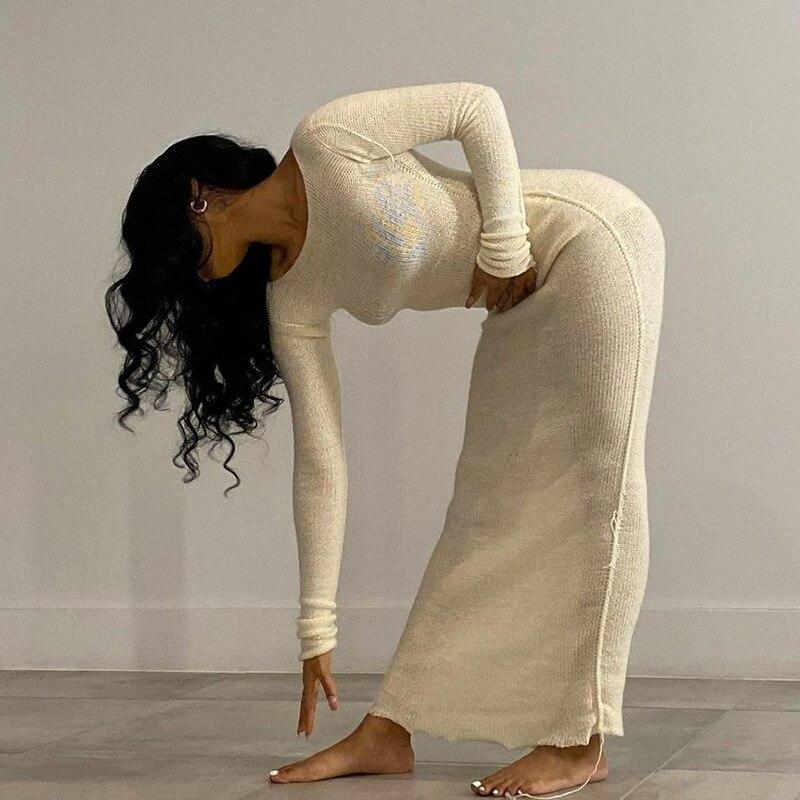 Elegant  Long Sleeve Bodycon Maxi Dresses Mssaz Desses