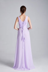 Split Ruched Lace Up Back Casual Long Prom Dresses Mssaz Desses
