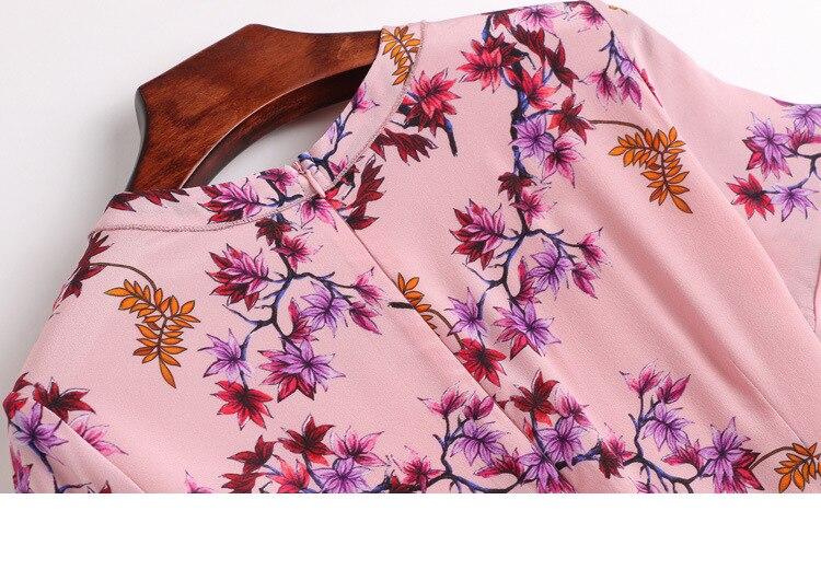 V Neck Ruffles Short Sleeves Printed Casual  Dresses Mssaz Desses