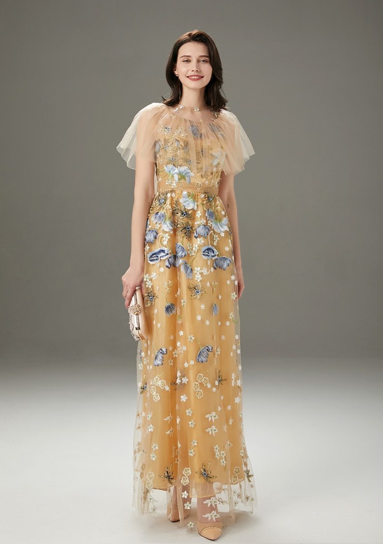 Layered Ruffles Elegant Long Party Prom Dressess Mssaz Desses