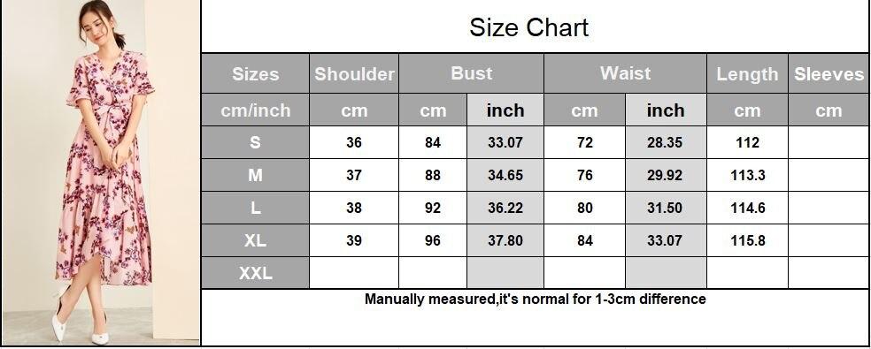 V Neck Ruffles Short Sleeves Printed Casual  Dresses Mssaz Desses
