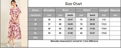 V Neck Ruffles Short Sleeves Printed Casual  Dresses Mssaz Desses