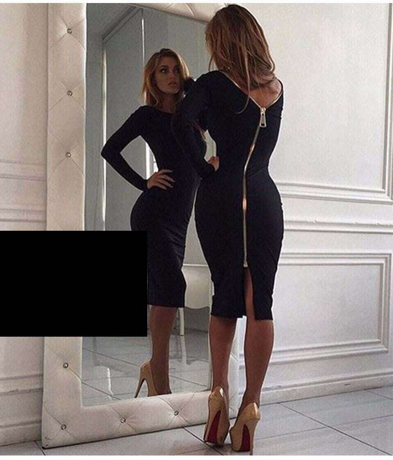 Bodycon dress clothing slim  club long sleeve black dress party vestidos Mssaz Desses