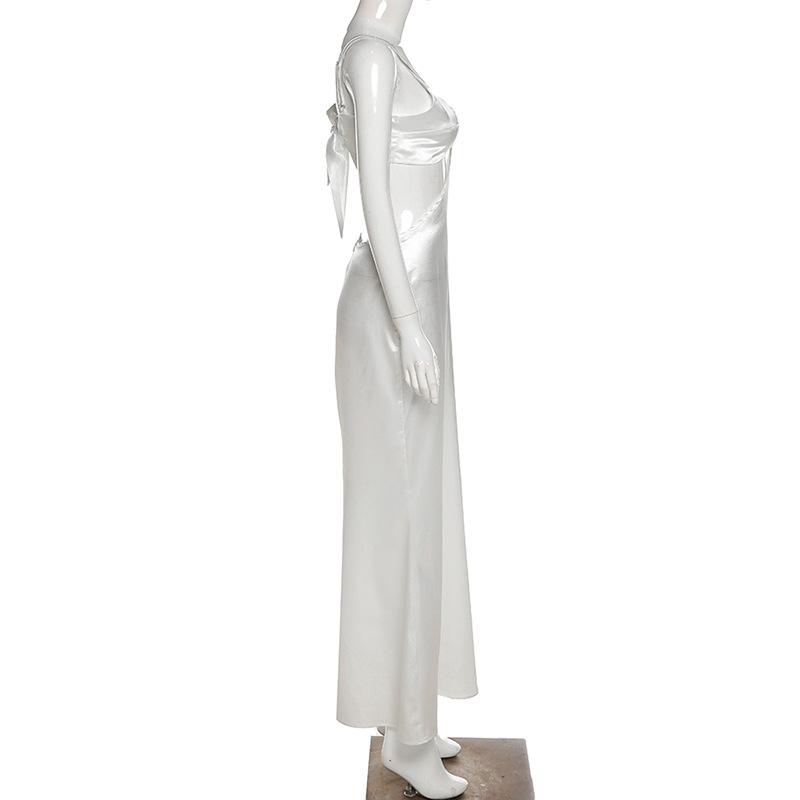 White Satin Maxi Dresses Mssaz Desses