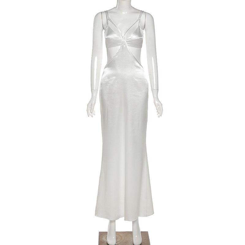 White Satin Maxi Dresses Mssaz Desses