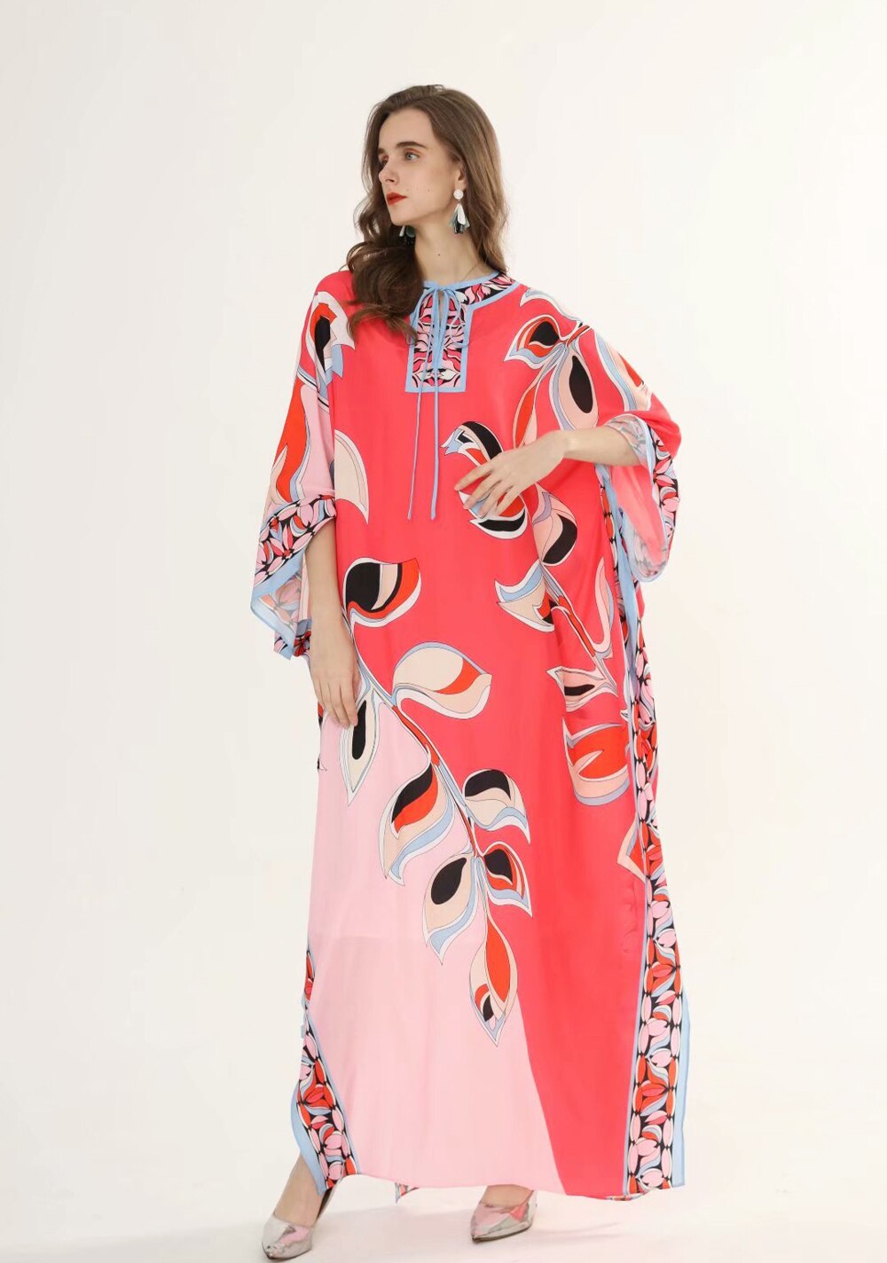 Floral Printed Loose Design Elegant Maxi Dresses Mssaz Desses