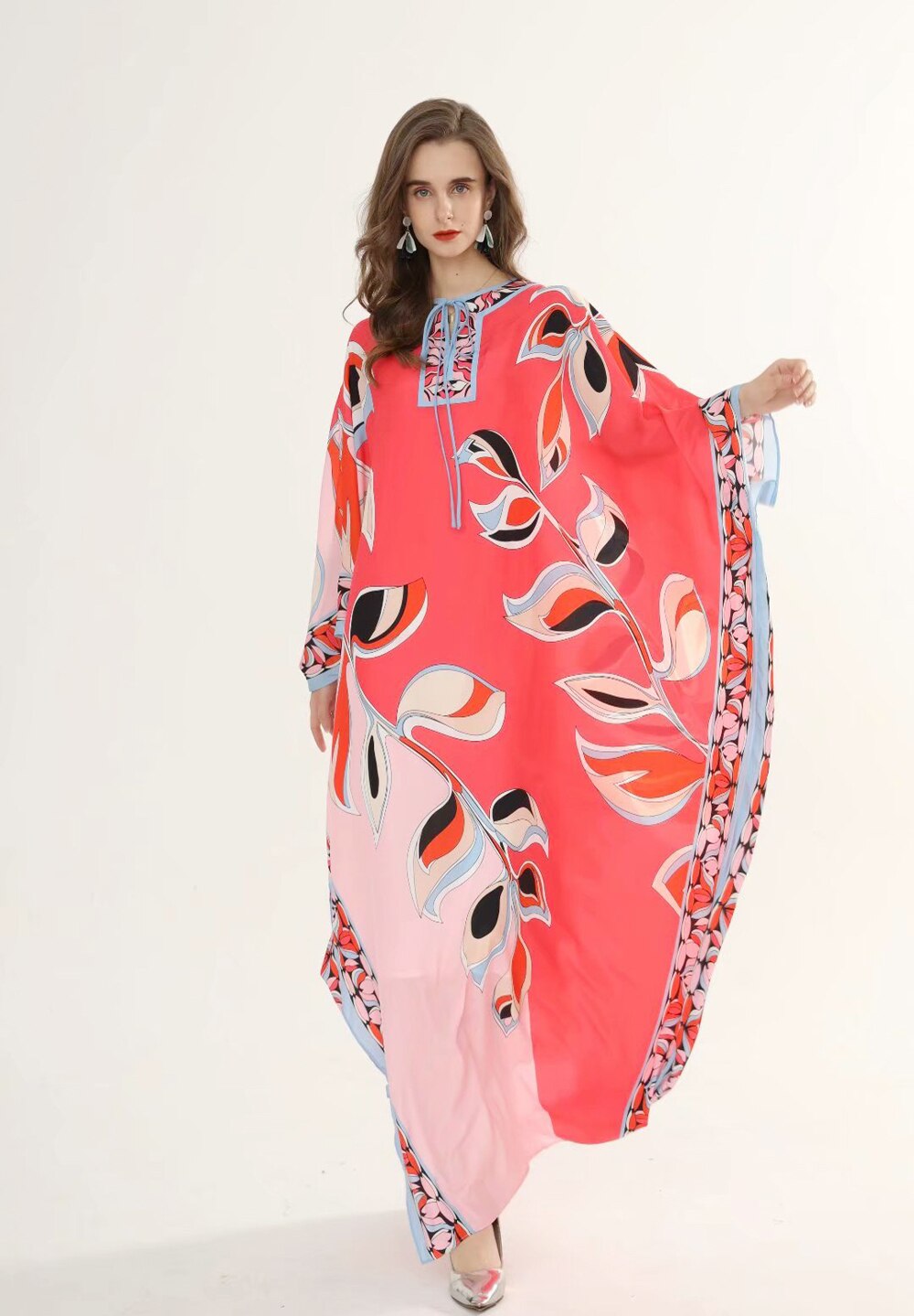 Floral Printed Loose Design Elegant Maxi Dresses Mssaz Desses