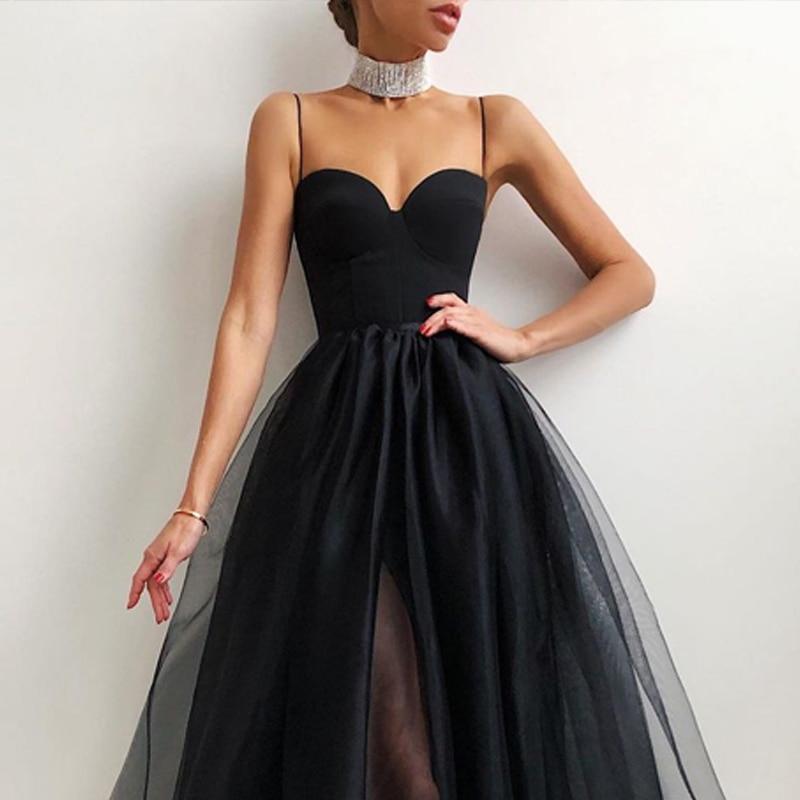 Halter Off Shoulder Party Dress Spaghetti Strap Spliced Mesh Dresses Mssaz Desses