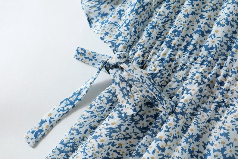 V Neck Short Sleeves Ruffles Floral Printed Holiday Dress Mssaz Desses