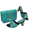 Artificial Leather Round Toe Matching Bags Wedding Shoes Mssza