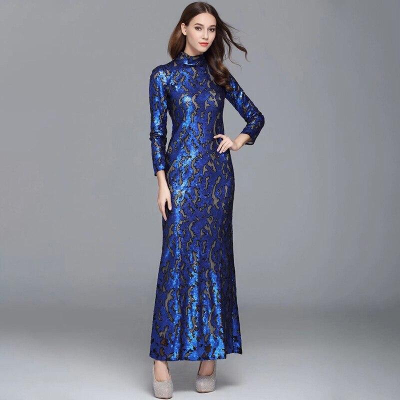 Long Sleeves Sequined Elegant Party Prom Maxi Gown Mssaz Desses