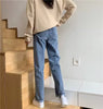 Heart Embroidery Straight Leg High Waisted Jeans Mssza
