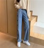 Heart Embroidery Straight Leg High Waisted Jeans Mssza