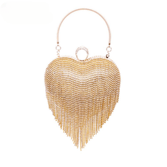 Heart Tassel Clutch Bag For Women luxury Rainstone Evening Party Wedding Handbag Purse Metal Tote bridal Clutch Mssza