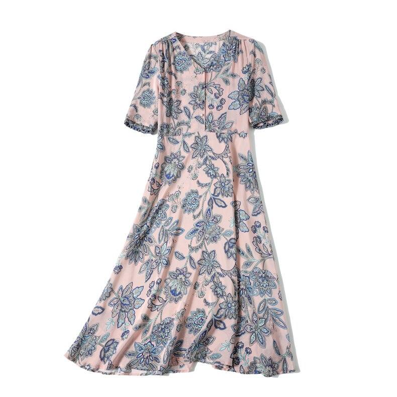 V Neck Short Sleeves Printed Ruched  Dress Mssaz Desses